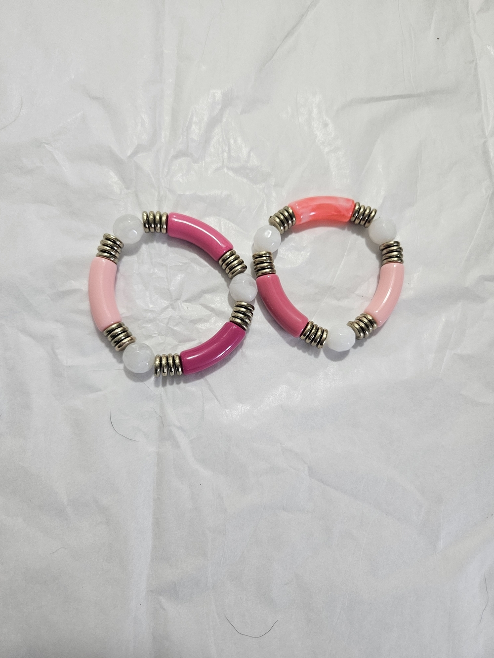Pink Mix Beaded Stretch Bracelet Set